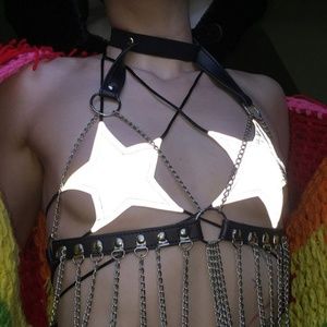 STARRY EYED- reflective strappy star bra top